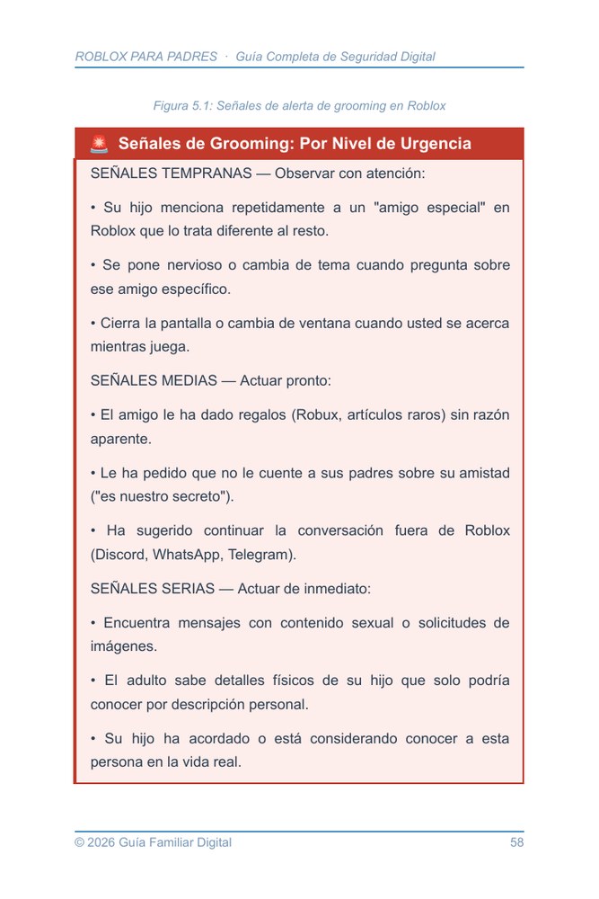 Vista previa señales de grooming en Roblox